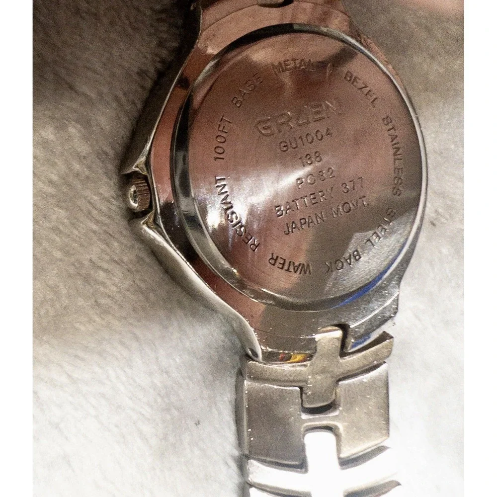 Gruen Silver Tone Unisex 37mm Watch Date Function New Battery Cleaned Polished